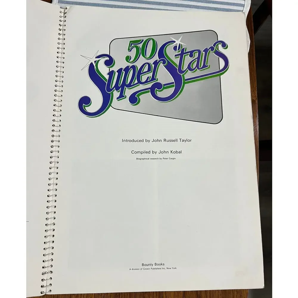 1974 50 Super Stars Spiral Bound Book John Kobal Marilyn Monroe John Wayne